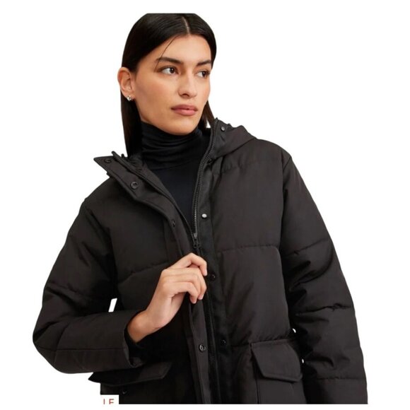 Everlane Black Hoodie The Long Puffer Jacket Parka - Picture 3 of 13